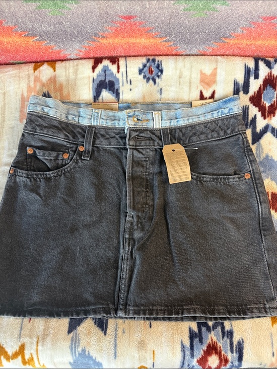 Levi's Dresses & Skirts - Levi's Washed Black Denim Mini Skirt with Light Blue Waistband